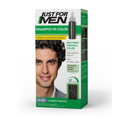 Just For Men Shampoo-in Hair Dye for Men, H-50 Darkest Brown