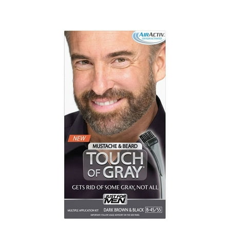 Just For Men Touch Of Gray Mustache And Beard, Facial Hair Color Gel, B-45/55 Dark Brown & Black