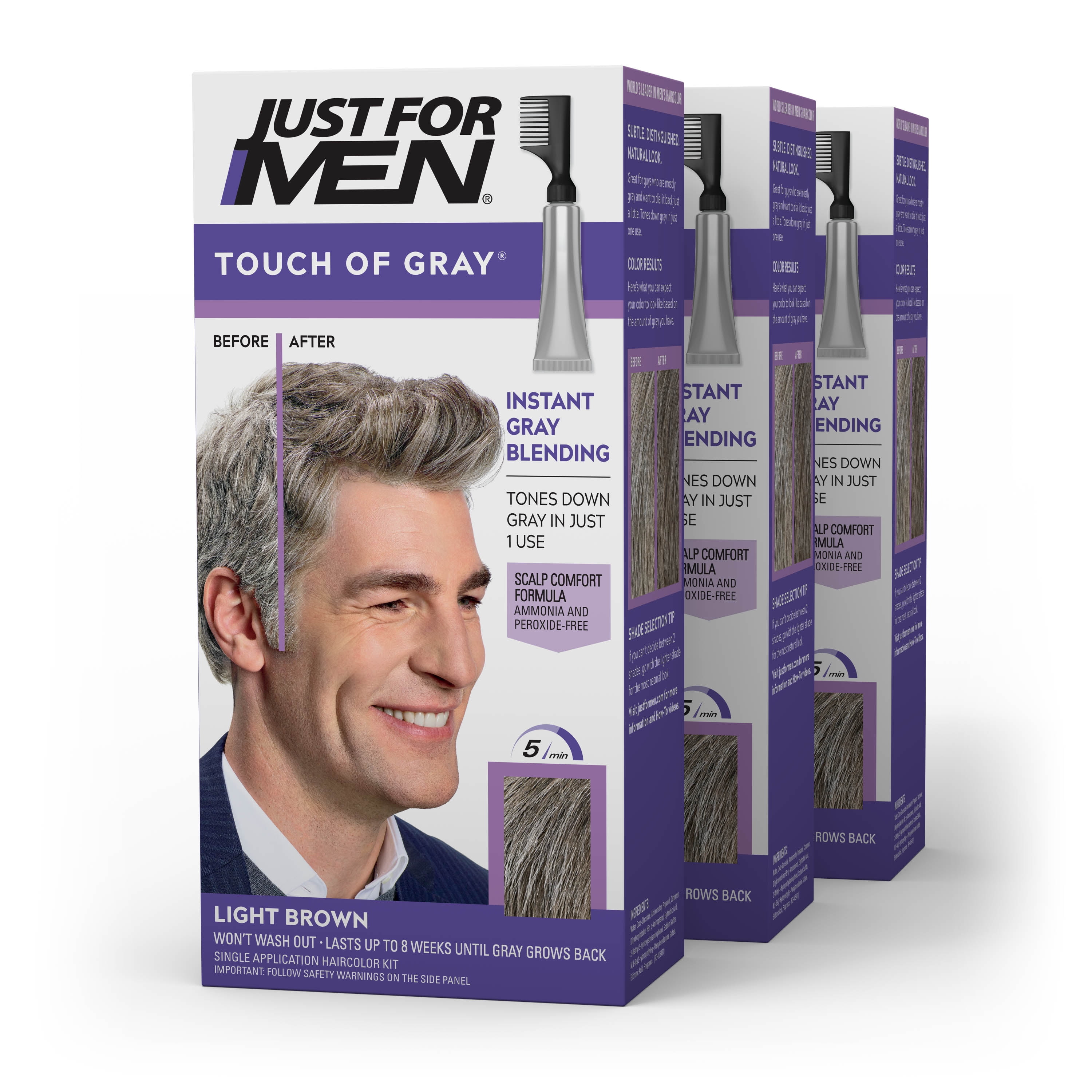 Just For Men Touch of Gray Hair Color with Comb Applicator, T-35