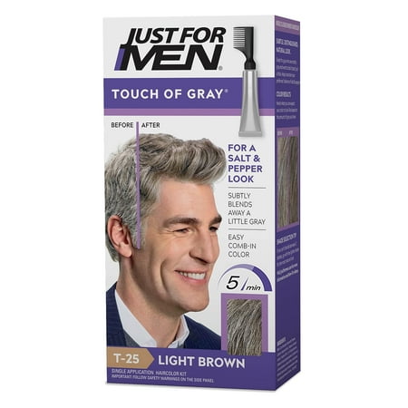 Just For Men Touch of Gray Light Brown 1.4 oz – Men’s Gray Root Blending Hair Color 5 Pack