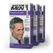 Just For Men Touch of Gray Haircolor, Gray Mens Hair Color - T-55 Black, Pack of 3