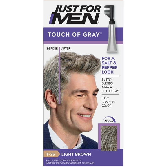 Just For Men Touch of Gray Hair Treatment, T-25 Light Brown, 1 Each, 6 Pack