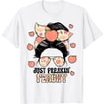 thumbnail image 1 of Just Freakin' Peachy Peach Messy Bun Girl Summertime T-Shirt, 1 of 3