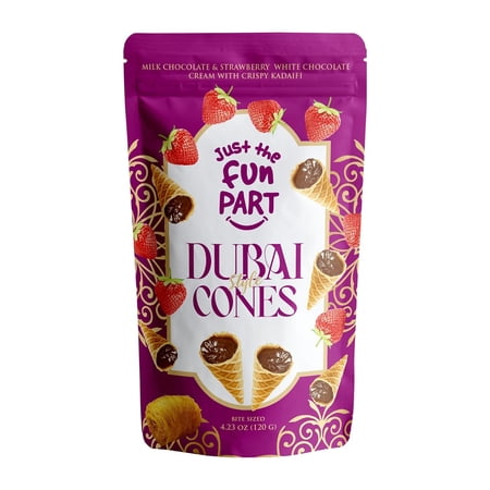 Just The Fun Part Dubai Style Waffle Cones – Peanut Butter, Bite-Size Crispy Mini Waffle Cones, Premium Belgian Chocolate Dessert Snack, Grab & Go Treat, 4.23 oz
