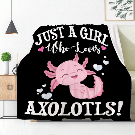 Just A Girl Who Loves Axolotl Blanket Throw, The Best Gift for Daughter, Flannel Fleece Microfiber Lightweight Soft Cozy Blanket for All Season in Home Bed Sofa Chairs Dorm 80"x60" Blanket for Adults