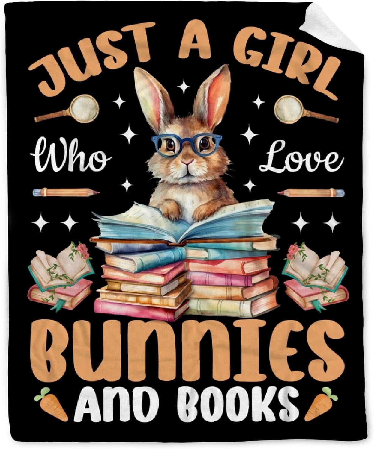 Just a Girl Who Loves Bunny Blanket Gifts for Bunnies Lovers Girls Women Kids Warm Soft Throw Cozy Blankets for Bed Couch Gift for Birthday Graduation 40"x50" for Kids