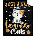 thumbnail image 1 of Just Girl Loves Cats Blanket Soft Blankets and Throws Flannel Cozy Lightweight Quilt Gift Perfect for Bed Sofa Couch-50 x40 Small for Kids, 1 of 6