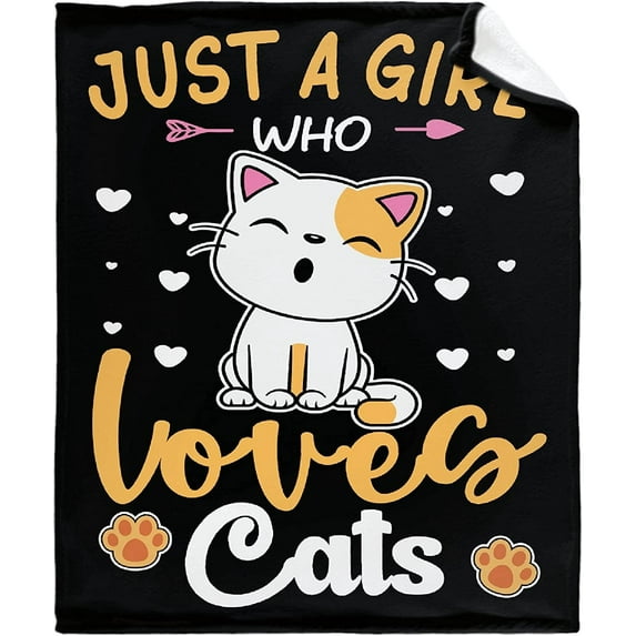 Just Girl Loves Cats Blanket Soft Blankets and Throws Flannel Cozy Lightweight Quilt Gift Perfect for Bed Sofa Couch-50 x40 Small for Kids