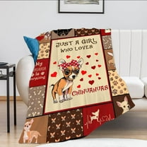 Just A Girl Who Loves Chihuahuas Blanket Cute Dogs Decor Throw Blanket Gifts for Girls Super Warm Soft Plush Lightweight Fleece Flannel Blanket Winter Bedding Blanket for Kids Adults Women 50"x60"