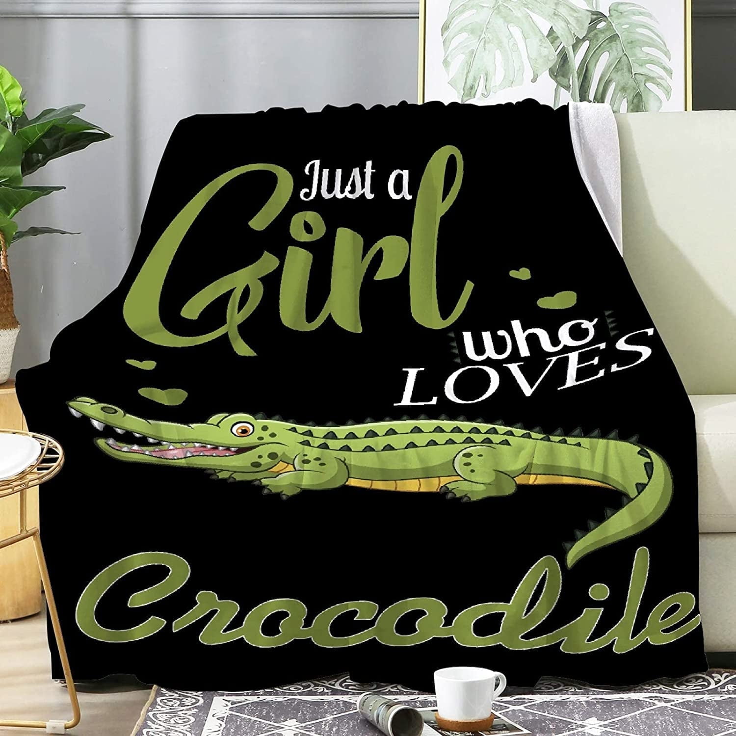 Just A Girl Who Loves Crocodile Blanket,Flannel Throw Blanket Ultra Soft Micro Lightweight Flannel Blanket Bed Couch Living Room All-Season 50"x40" Small for Kid