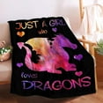 thumbnail image 1 of Just A Girl Who Loves Dragons Blanket Soft Blankets and Throws Flannel Cozy Lightweight Quilt Gift Perfect for Bed Sofa Couch-80 in x 60 in Large for Adult, 1 of 6
