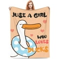 thumbnail image 1 of Just A Girl Who Loves Ducks Throw Blanket Super Soft Flannel Fleece Blanket for Kids Gifts Plush Lightweight Fuzzy Cozy Blanket Microfiber for Couch Sofa Couch Living Room Travel 50"x 40" All Season, 1 of 6