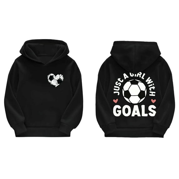 Just A Girl Who Loves Football Double Side Print,Girls hoodie Fleeced Line Made From 50% Cotton 50% Polyster,Long Sleeve Design Size 5 Years- Size 12 Years