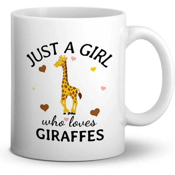 Just A Girl Who Loves Giraffes Ceramic Mug - 11oz Cute Cartoon Giraffe Coffee Milk Tea Mug Cup,Giraffe Lover Gift For Women Girls Sister Daughter Granddaughter