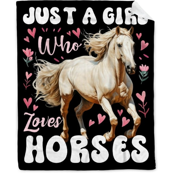 Just a Girl Who Loves Horses Blanket Gifts for Lovers Girls Women Warm Soft Throw Cozy Blankets for Bed Couch Gift for Birthday Graduation 60"x80" for Adults
