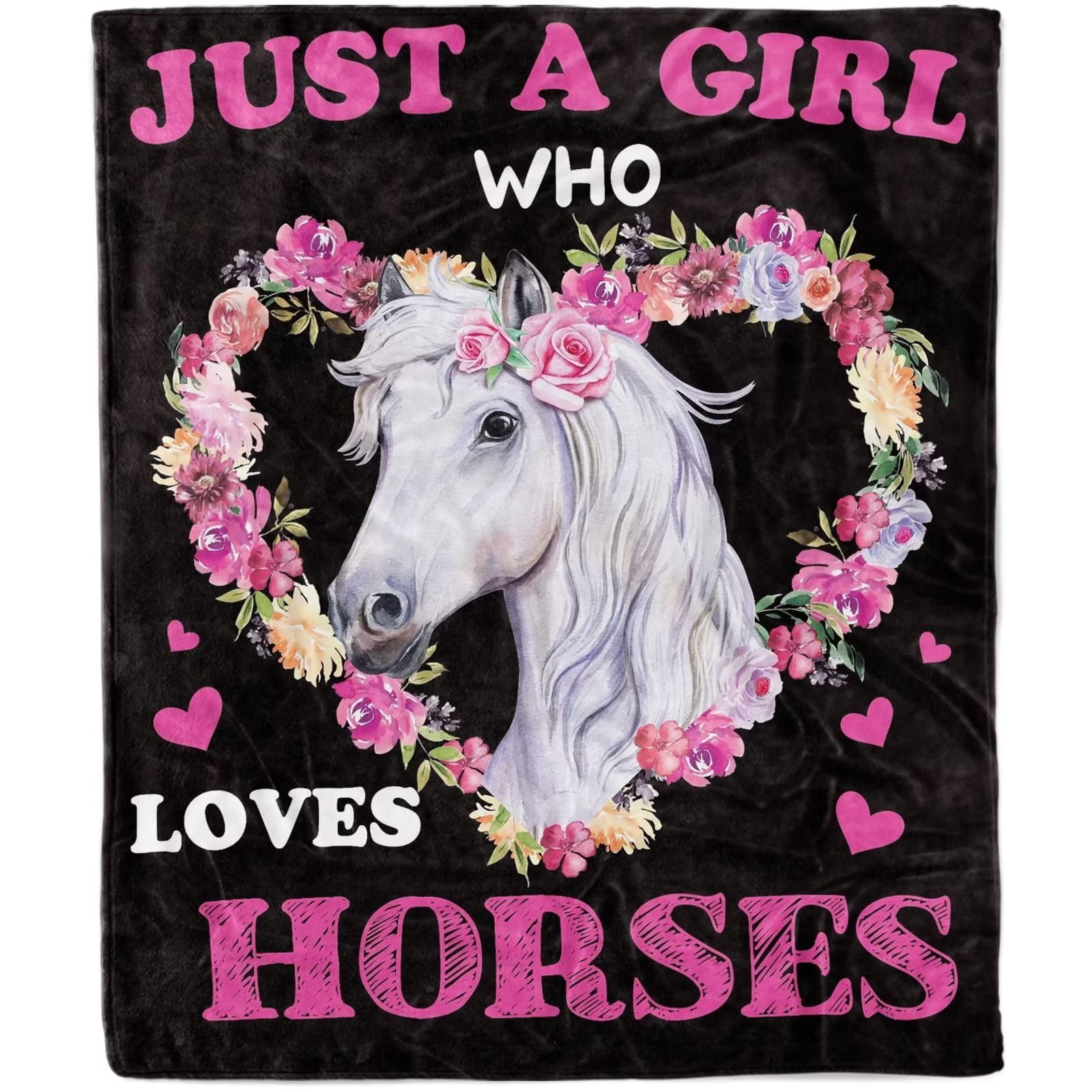 Just A Girl Who Loves Horses Blanket, Horse Blanket for Girls Gifts for ...