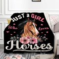 thumbnail image 1 of Just A Girl Who Loves Horses Flannel Fleece Blankets Used for Bed Sofa Couch Lightweight Cozy Warm Comfy Fluffy Microfiber Full Size Gift for Birthday SMALL-50 x40 All Season, 1 of 6