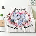 thumbnail image 1 of Just A Girl Who Loves Horses Horse Lover Blanket Throw, Flannel Fleece Microfiber Lightweight Soft Cozy Luxury for All Season in Home Bed Sofa Chairs Dorm 40"x50", 1 of 6