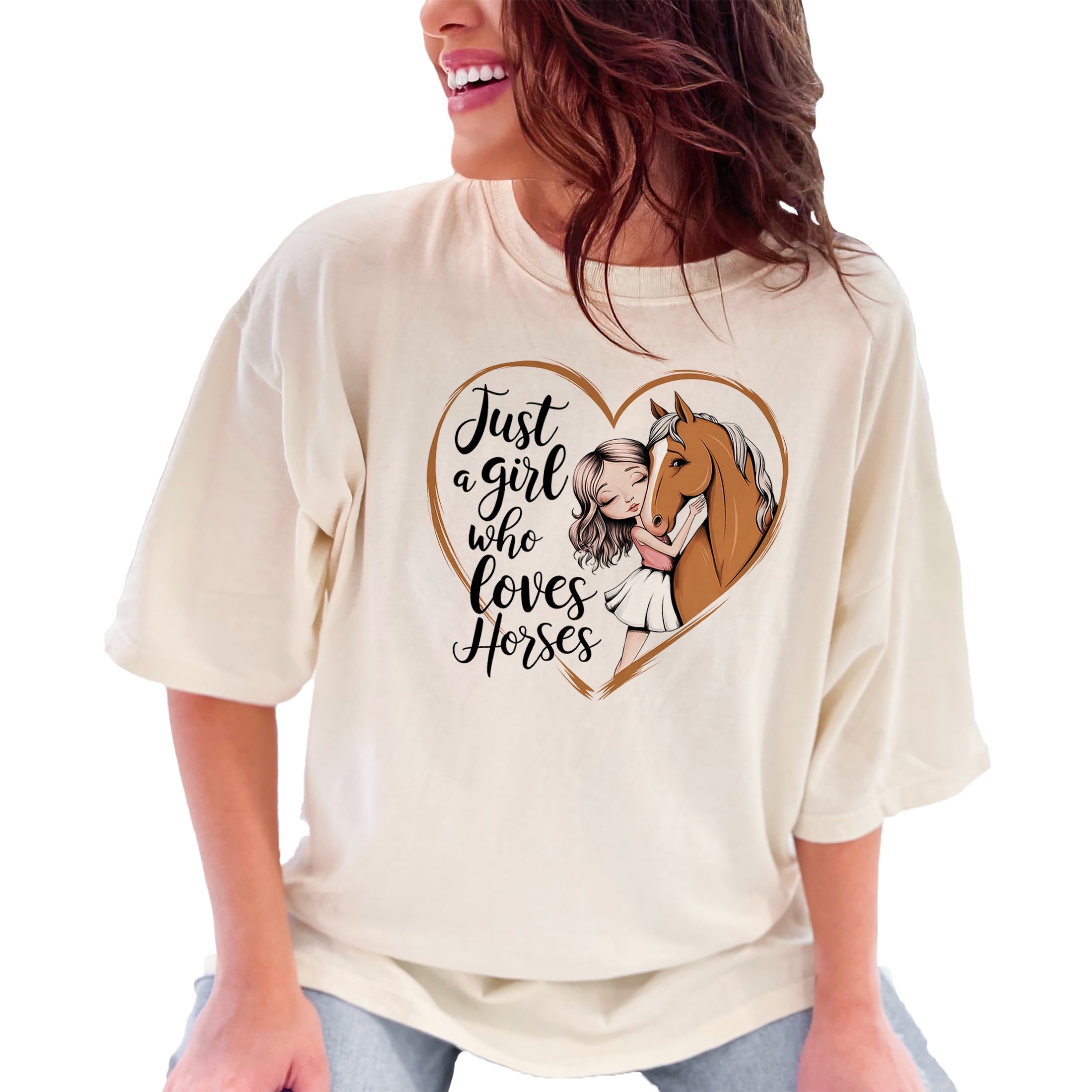 Just a Girl Who Loves Horses T-Shirt, Cute Horse Lover Shirt for Girls, Equestrian Gift, Pony Lover Tee, Kids Horse Riding Shirt, Ivory Comfort Colors T-Shirt, Small