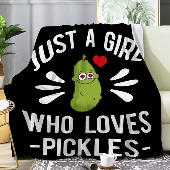Just A Girl Who Loves Pickles Blanket,Flannel Throw Blanket Ultra Soft Micro Lightweight Flannel Blanket Bed Couch Living Room All-Season 60"x50" Medium for Teen