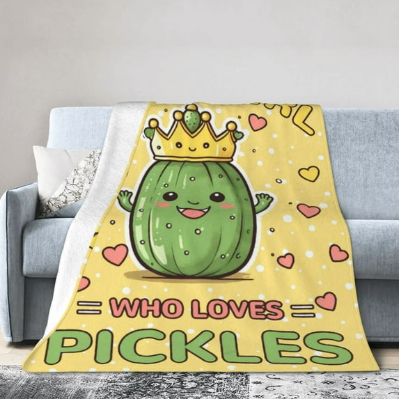 Just A Girl Who Loves Pickles Blanket Gifts For Kids Adults - Lightweight Throw Blanket For Bedroom Living Room Decor Soft Fuzzy Fleece Cozy Plush Bed Couch 40"X30"