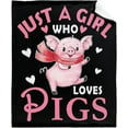 thumbnail image 1 of Just Girl Loves Pigs Blanket Soft Blankets and Throws Flannel Cozy Lightweight Quilt Gift Perfect for Bed Sofa Couch-60 x50 Medium for Teen, 1 of 4