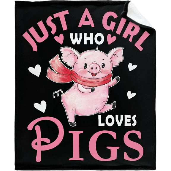 Just Girl Loves Pigs Blanket Soft Blankets and Throws Flannel Cozy Lightweight Quilt Gift Perfect for Bed Sofa Couch-80 x60 Large for Adult