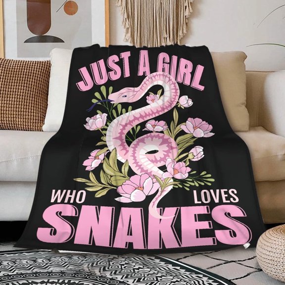 Just A Girl Loves Snakes Blanket Lightweight Cozy Flannel Fleece Throw Blanket Best Gift Home Decor for Bed Couch Outdoor Camping 40"x30" XS for Pets Toddler