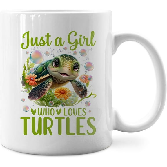 Just a Girl Who Loves Turtles Mug,Turtle Coffee Mug 11 Ounce,Sea Turtle Ceramic Cup,Sea Turtle Gifts,Sea Turtle Gifts For Turtle Lovers,Turtle Lovers Gifts