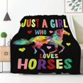 thumbnail image 1 of Just A Girl Who Loves Watercolor Horses Blanket Throw, Flannel Fleece Microfiber Lightweight Soft Cozy Luxury for All Season in Home Bed Sofa Chairs Dorm 60"x50" Blanket for Teens, 1 of 6