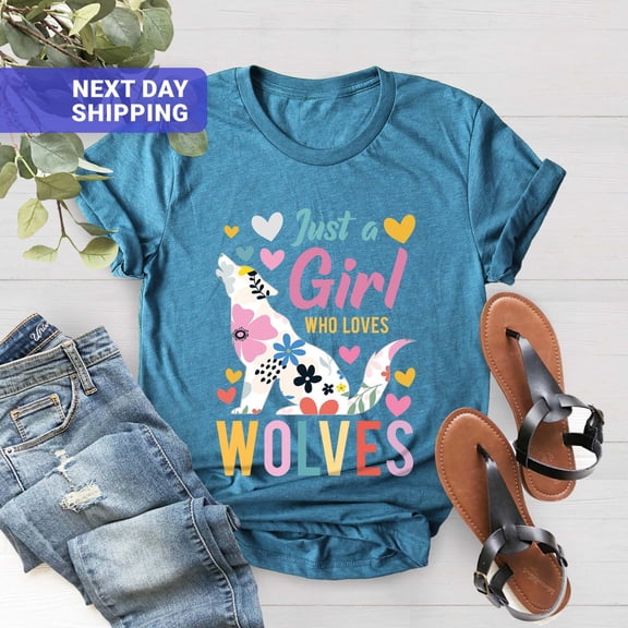 Just A Girl Who Loves Wolves Shirt, Wolf Lover Gift Shirt, Bff Gift Shirt, Adventure Lover Shirt, Howling Wolf Girl Tee, Girl Birthday Shirt Tshirt All Size S-5XL