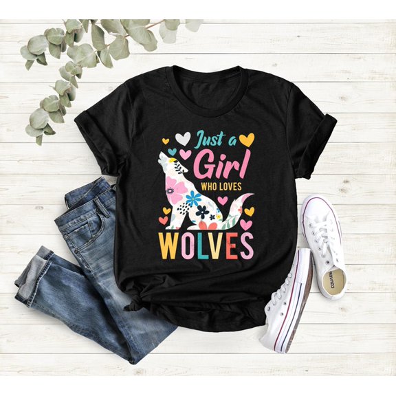 Just A Girl Who Loves Wolves Shirt, Wolf Lover Gift Shirt, Girl Birthday Shirt, BFF Gift Shirt, Howling Wolf Girl Tee, Adventure Lover Shirt All Size S-5Xl