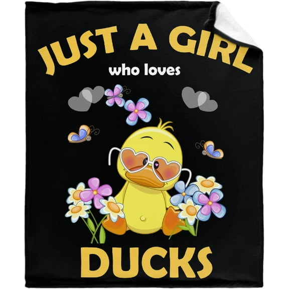 Just A Girl Who Loves Yellow Ducks Blanket Gifts for Boys Girls, Cute Animal Duck Throw Blanket for Duck Lovers Soft Lightweight Flannel Fleece Cartoon Duck Sheet for Kids Baby Lap Chair Sofa 40x30In