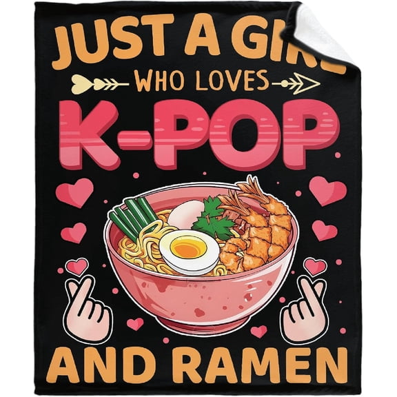 Just Girl Who Loves Ramen Blanket Super Soft Lightweight Throw Comfy Fluffy Quilt for Bed Sofa All Seasons Warm 50"x40" Small for Kids