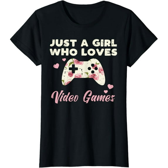 Just Girl Who Loves Video Gaming Gamer Women Girls Kids Teen T-Shirt