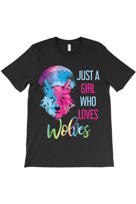 Just Girl Who Loves Wolves Wild Animal Girls Gift Wolf, Animal G17500 Unisex T-Shirt, Up to Size 5XL