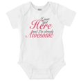 thumbnail image 1 of Just Got Here Awesome Baby Humor Bodysuit Jumper Girls Infant Baby Brisco Brands NB, 1 of 6