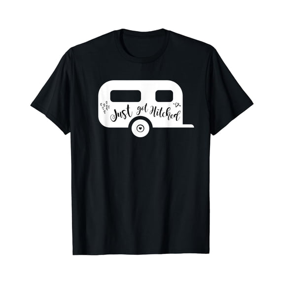 Just Got Hitched Bride Groom Camping Couple wedding gift T-Shirt