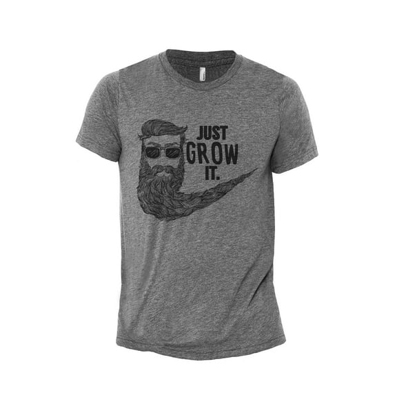 Just Grow It Men's Modern Fit Fun Casual T-Shirt Printed Graphic Tee Heather Grey Small