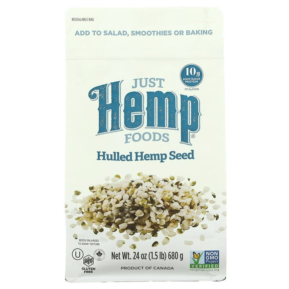 Just Hemp Foods, Hulled Hemp Seeds, Vegan Hemp Seeds with 10g Plant Protein & 12g Omega 3 & 6, 24 oz