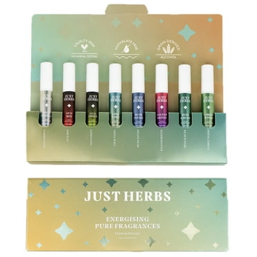 Just Herbs Energizing Pure Fragrances Pocket Perfume Fresh & Woody  Floral Set of 8 Unisex EDP