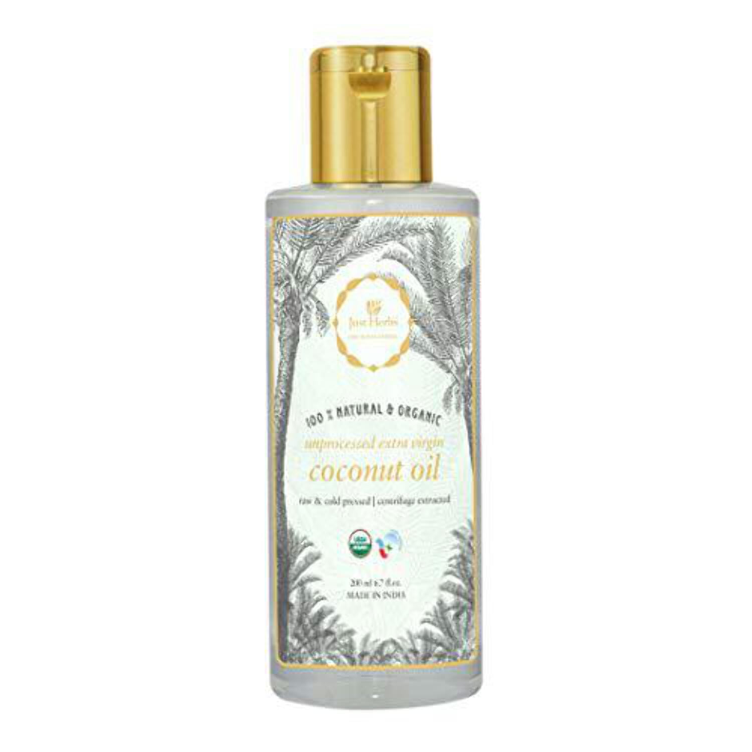 Just Herbs Extra Virgin Coconut Oil: Unprocessed  Certified Organic - 200ml