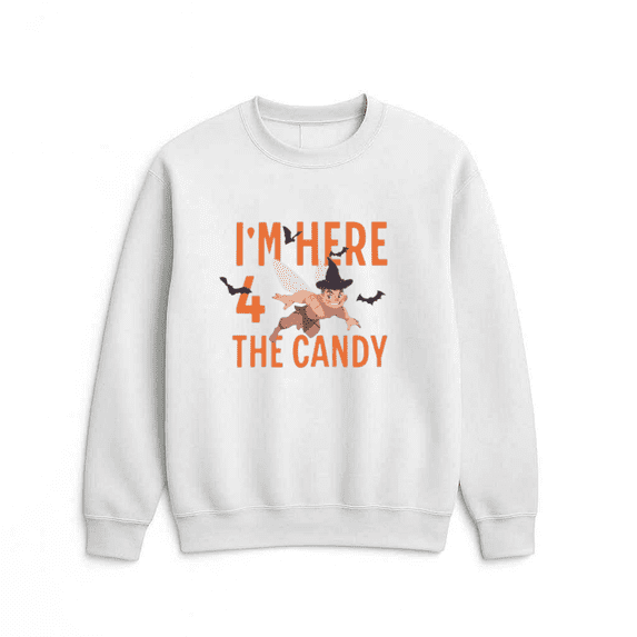 Just Here For Candy Funny Holiday Party Casual Everyday Inspired Graphic Sweatshirt, up to size 5XL