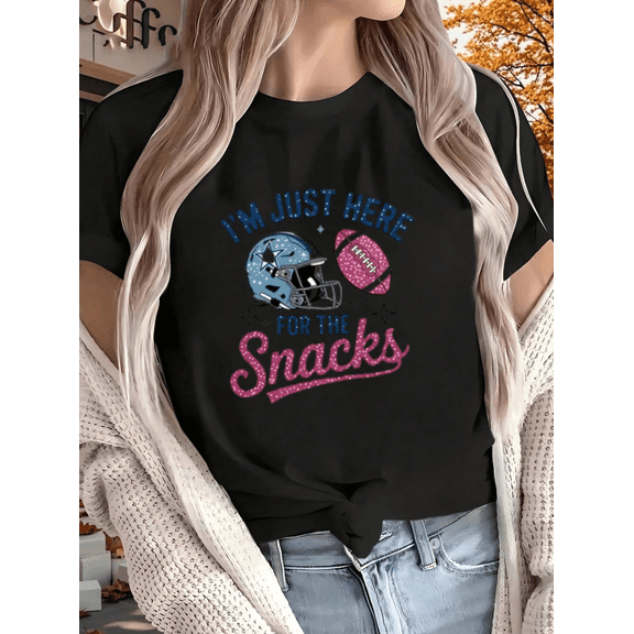 Just Here For Snacks Funny Football Lover Holiday Casual Unisex T-Shirt, up to size 5XL