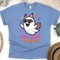 thumbnail image 1 of Just Here For The Boos Graphic Tee Funny Ghost Party Shirt, CarolinaBlue, Size XL, 1 of 6