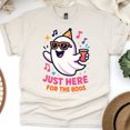 thumbnail image 1 of Just Here For The Boos Graphic Tee Funny Ghost Party Shirt, Natural, Size L, 1 of 6
