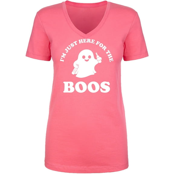 Just Here For The Boos Womens V-Neck T-Shirt