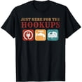 thumbnail image 1 of Just Here For The Hookups Motorhome Funny Camping RV caravan T-Shirt men and women can wear, black, white, gifts, 1 of 4