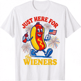 thumbnail image 1 of Just Here For The Wieners Funny Hot Dog 4th Of July Unisex T-Shirt, 1 of 5