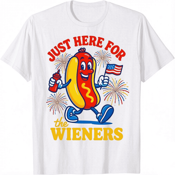 Just Here For The Wieners Funny Hot Dog 4th Of July Unisex T-Shirt